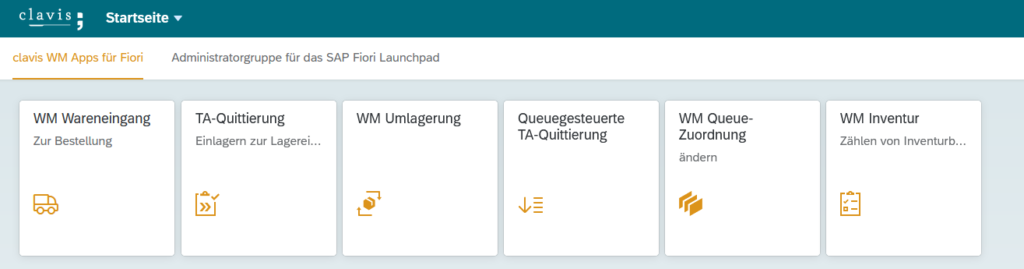 clavis WM Apps für Fiori im SAP Fiori Launchpad