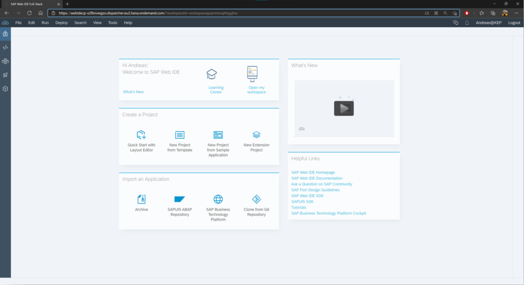 SAP Fiori Technologie: Entwicklungsumgebung SAP Web IDE