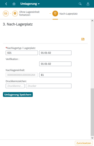 clavis Fiori WM App – Ad-hoc Umlagerung