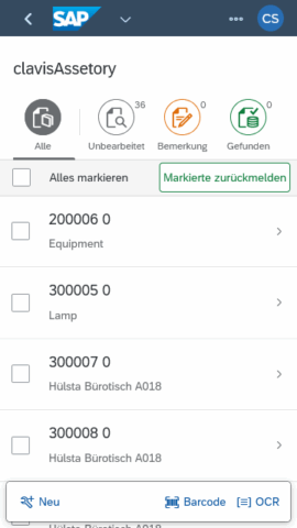 clavisAssetory 2.0 Überblick clavis Fiori App Anlageninventur – clavisAssetory - Überlick